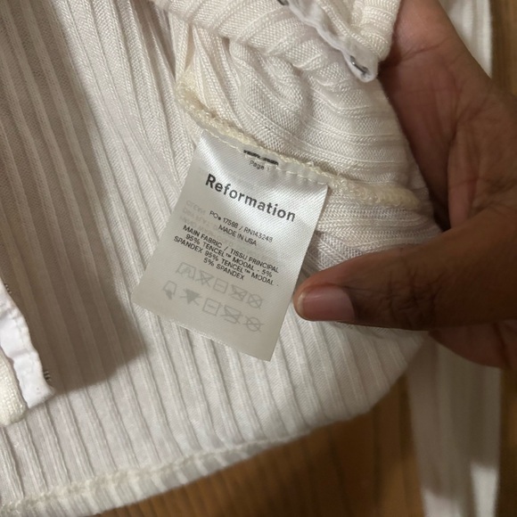Reformation Einkorn Puff Sleeve Knit Top, Cream, Sz XS - Picture 4 of 6